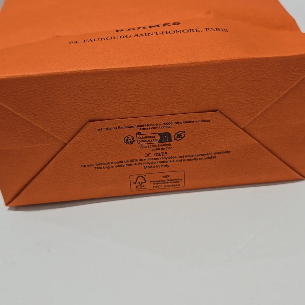 Hermès Orange Gift Paper Bag and 2 Piece Box Small